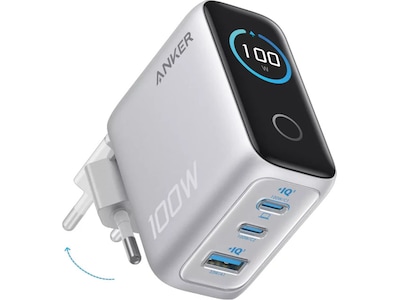 Anker 100W 3 porter vægoplader (sølv)