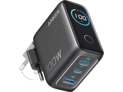 Anker 100W 3 porter vægoplader (sort)