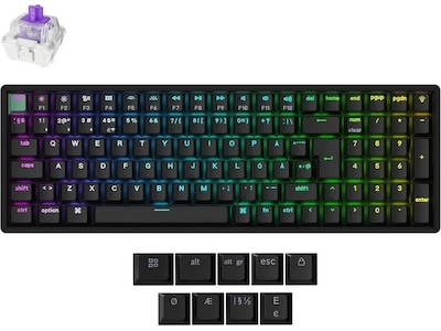 Keychron K4 HE - Wireless Tri-Mode Hot Swap QMK Gateron 2.0 Purple Magnetic (Hall Effect) - Gaming Tastatur - Nordisk - Sort