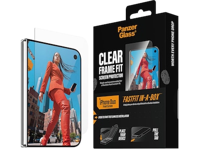 PanzerGlass Screen Protector Apple iPhone Duo | Ultra-Wide Fit w. FASTFIT IN-A-BOX (sub-screen)