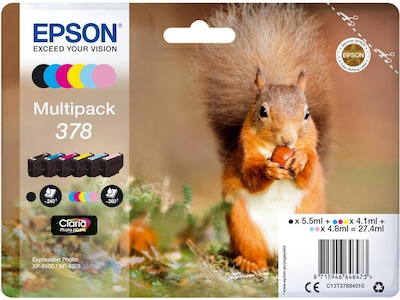 Epson Multipack 378 Sort Gul Cyan Magenta Lys magenta Lys cyan Blæk C13T37884010
