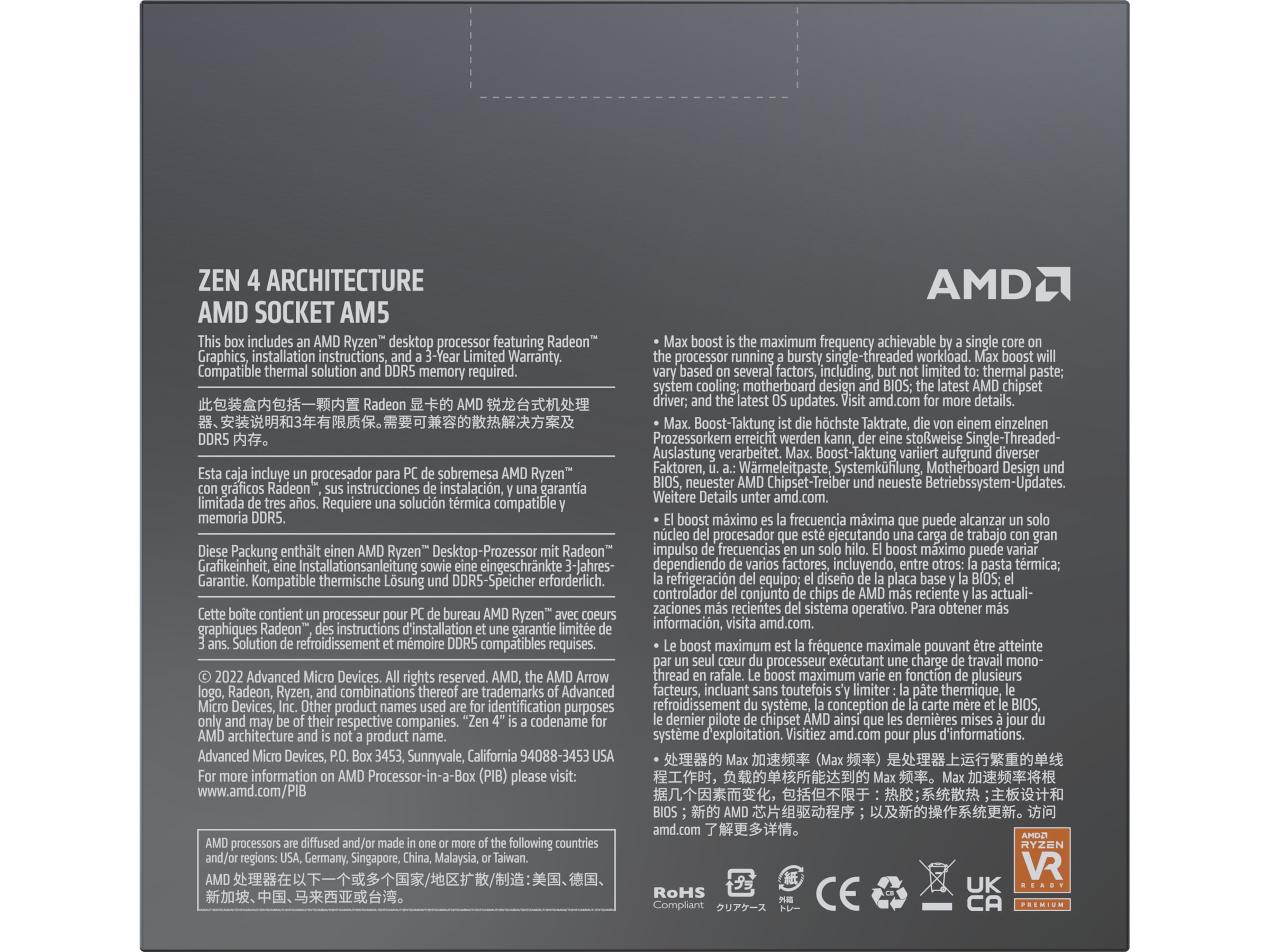 AMD Ryzen 9 7900X, without cooler Box Processorer