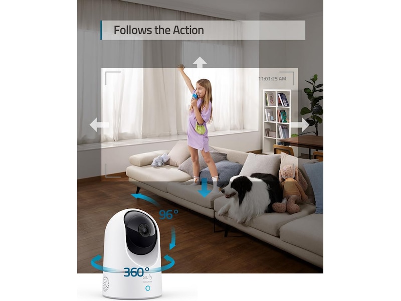 Eufy 2K indendørs kamera (hvid) Overvågningskameraer