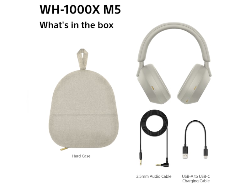 Sony WH-1000XM5 Trådløse høretelefoner, Over-Ear (sølv) Høretelefoner