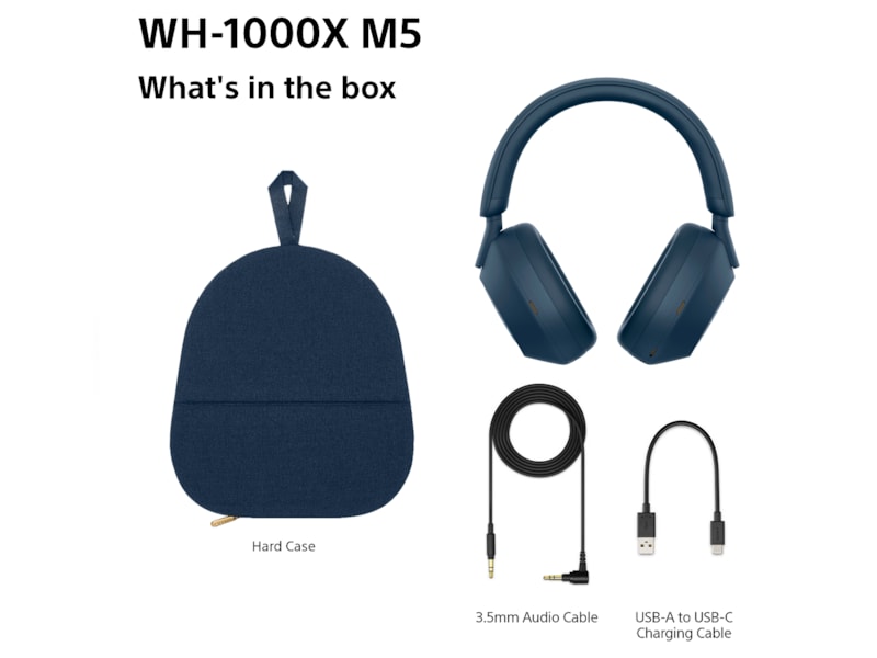 Sony WH-1000XM5 Trådløse høretelefoner, Over-Ear (blå) Høretelefoner