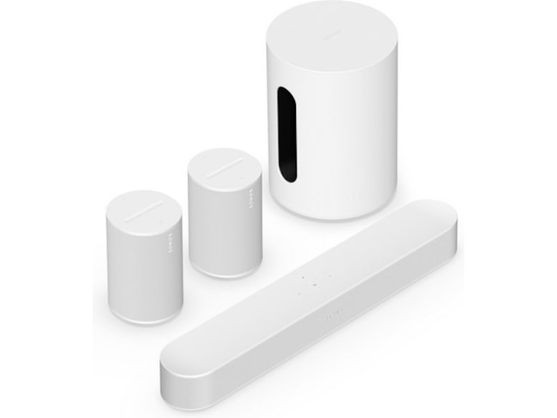 Sonos Beam (Gen2) Soundbar (hvid) + 2x Era 100 og 1x Sub Mini Soundbars