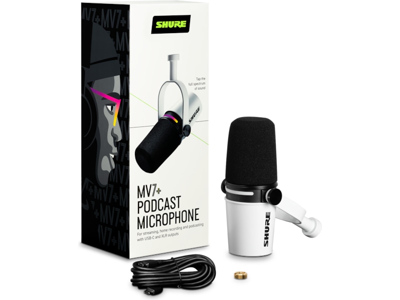 Shure MV7+ Podcast Mikrofon (hvid) Mikrofon