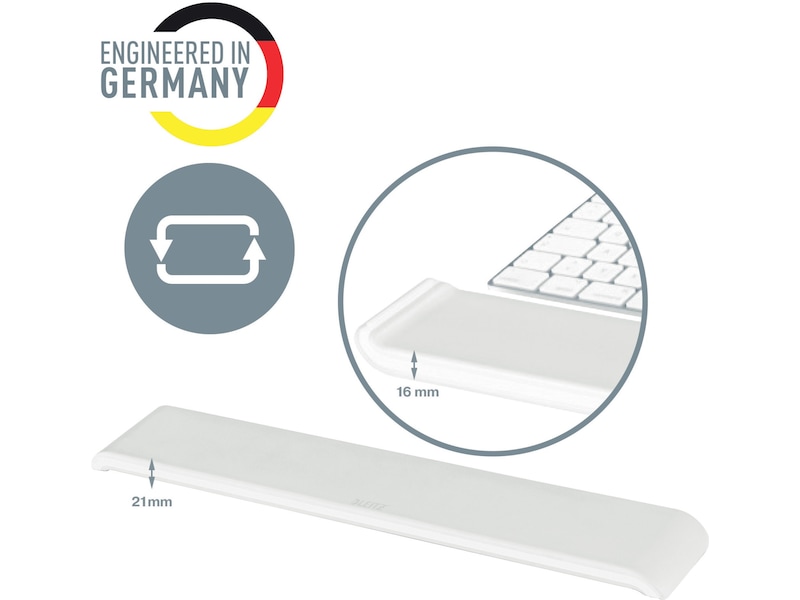 Leitz Ergo Cozy håndledsstøtte til tastatur (lysegrå) Håndleddstøtte
