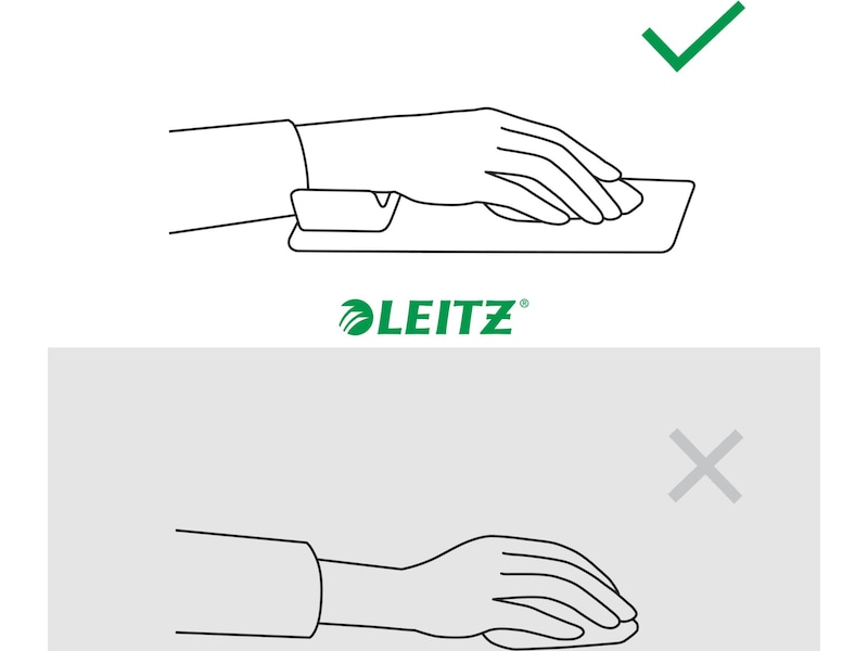 Leitz Ergo musemåtte med håndledsstøtte (lysegrå) Håndleddstøtte
