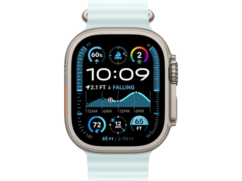 Apple Watch 49mm Natural Titanium Ocean Band Extension (ice blue) Rem