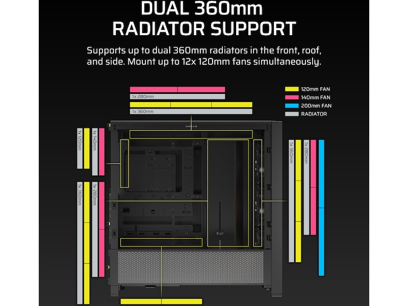 Corsair FRAME 4000D ARGB Mid-Tower (sort) Midi Tower