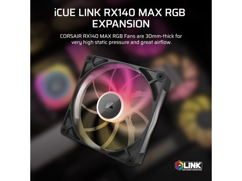 Corsair iCUE LINK RX140 RGB MAX Ventilator (svart) Blæsere