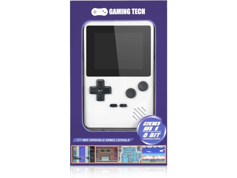 Gaming Tech CT-885 8-bit bærbar spillekonsol (hvid) Håndholdte spillekonsoller