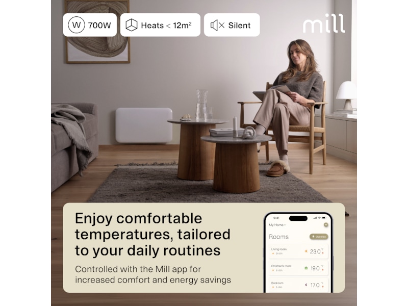 Mill Invisible Smart WiFi Gen 4 panelvarmer 700W (hvid) Varmepaneler