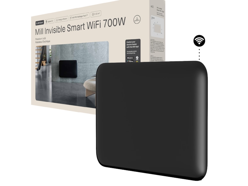 Mill Invisible Smart WiFi Gen 4 panelvarmer 700W (sort) Varmepaneler