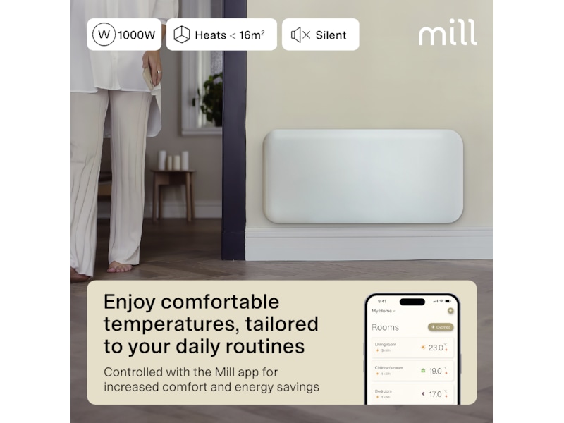 Mill Invisible Smart WiFi Gen 4 panelvarmer 1000W Varmepaneler