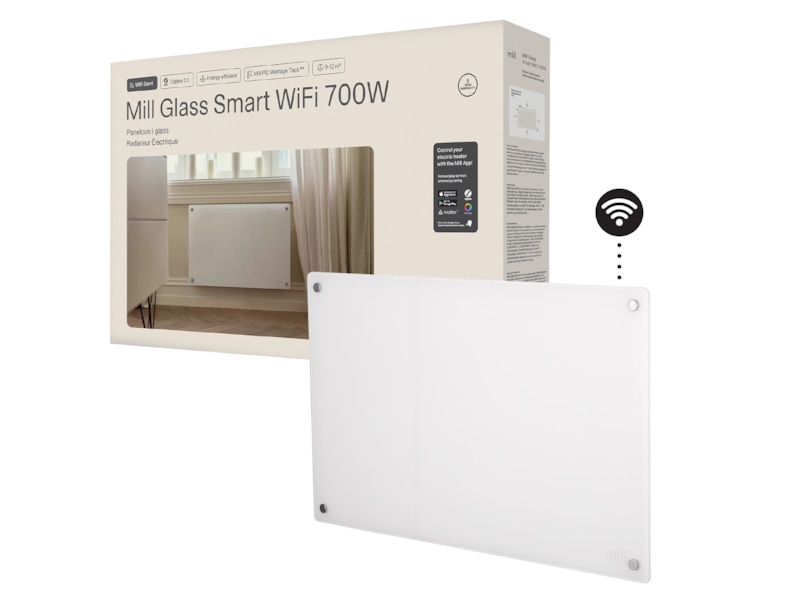 Mill Glass Smart WiFi Gen 4 panelvarmer 700W (hvid) Varmepaneler