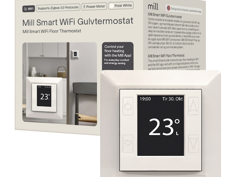 Mill Smart WiFi Gulvtermostat (polarhvid) Tilbehør til varme
