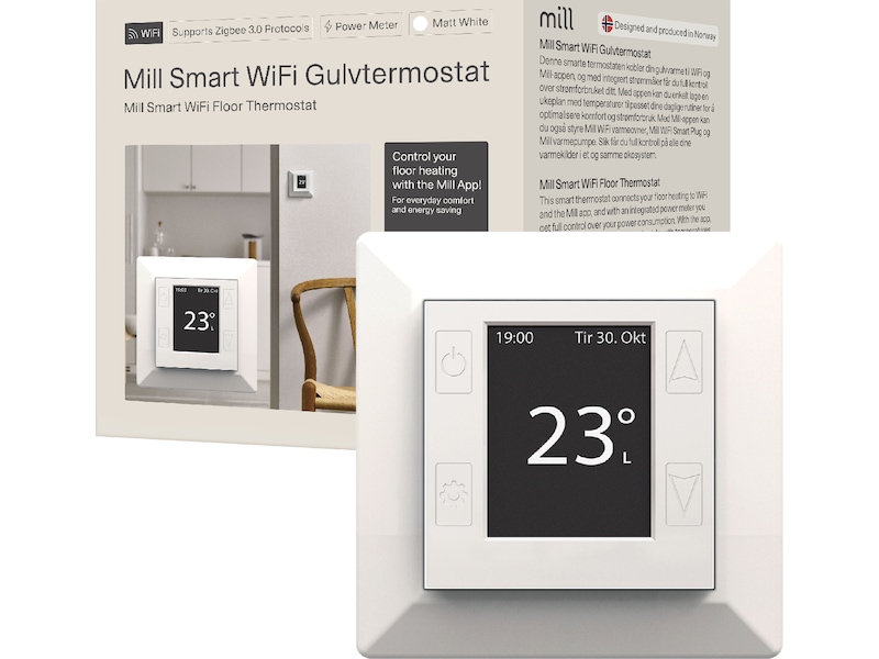 Mill Smart WiFi Gulvtermostat (mat hvid) Tilbehør til varme