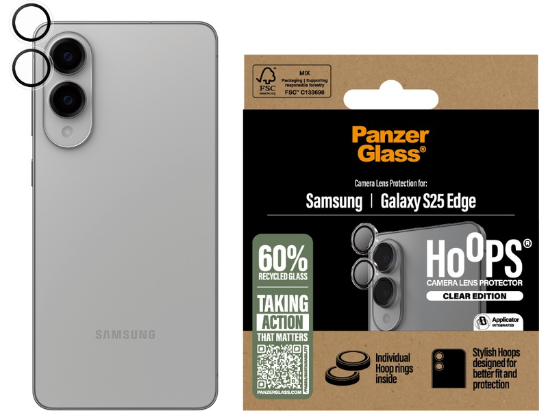 PanzerGlass Galaxy S25 Edge Hoops Linsebeskytter (gennemsigtig) Skærmbeskyttelse mobiltelefon