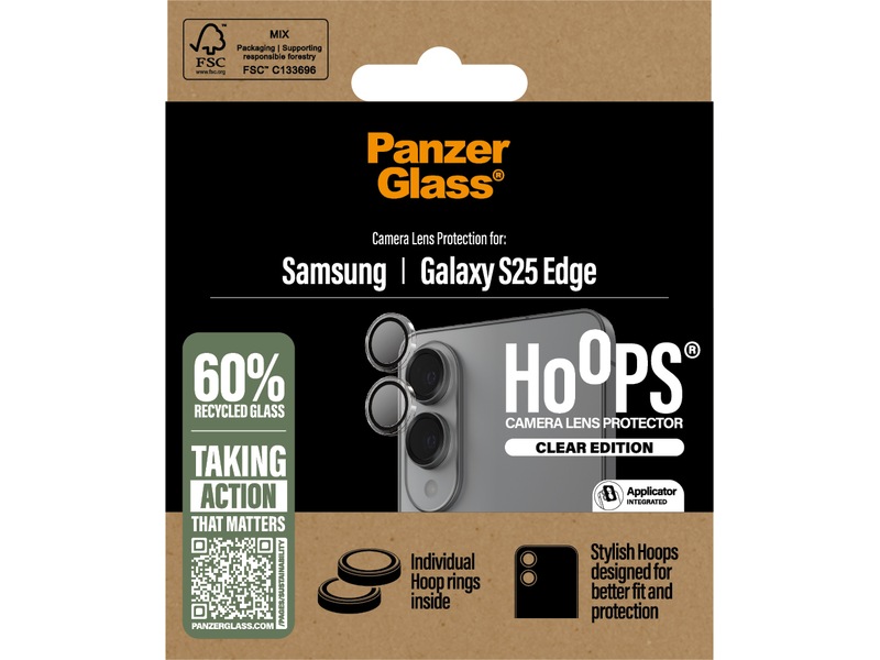 PanzerGlass Galaxy S25 Edge Hoops Linsebeskytter (gennemsigtig) Skærmbeskyttelse mobiltelefon