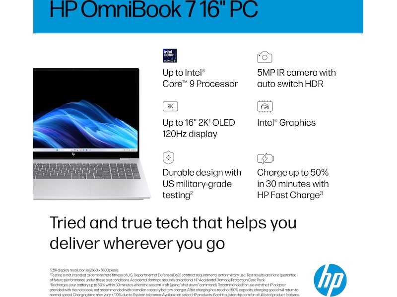 HP OmniBook 7 AI PC 16-ay0082no 16" 2K OLED PC - Bærbar / laptop