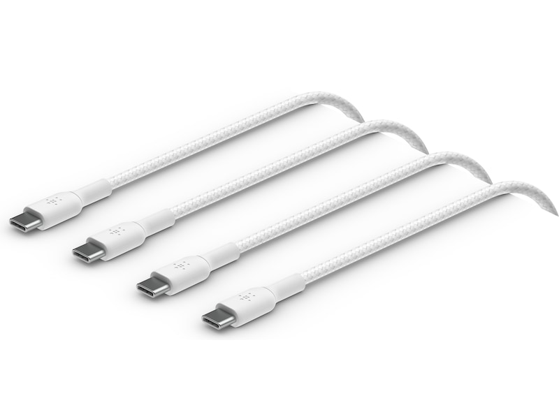 Belkin USB-C flettet opladningskabel 2m, 2-pak (hvid) USB-kabler