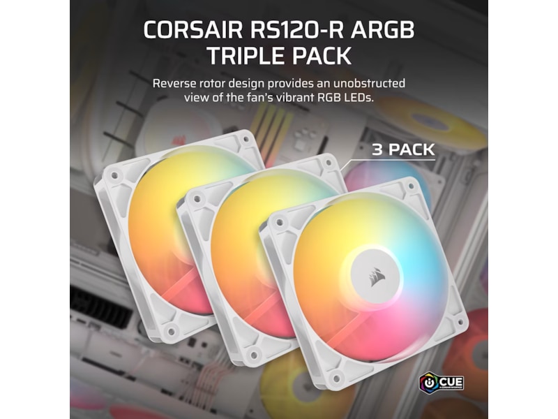 Corsair RS120-R ARGB PWM Reverse Ventilator 3pk (hvidt) Blæsere