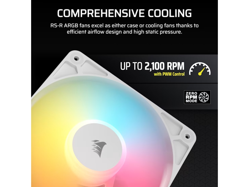 Corsair RS120-R ARGB PWM Reverse Ventilator 3pk (hvidt) Blæsere
