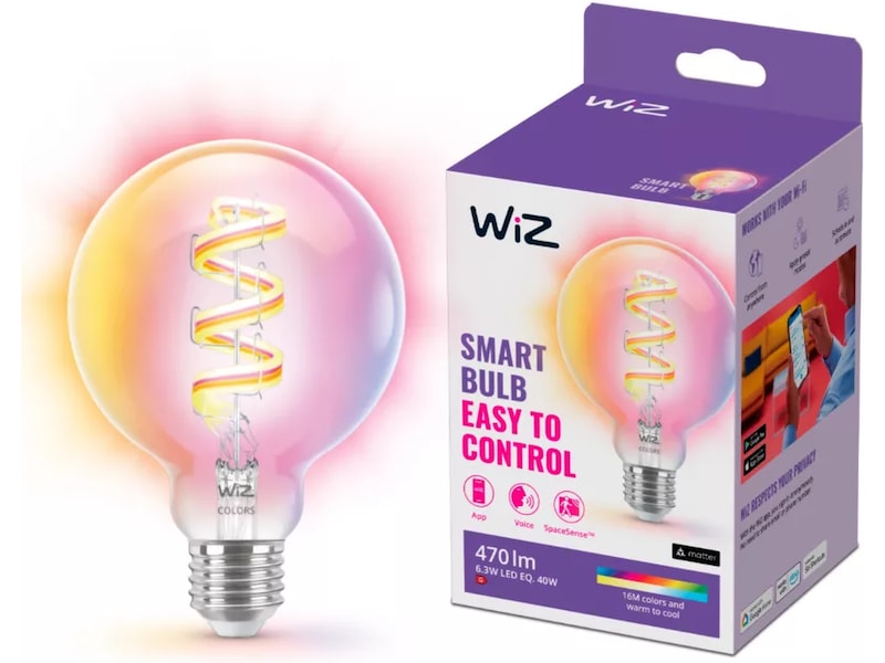 WiZ Clear 40W G95 E27 RGB-pære LED-pærer & elpærer