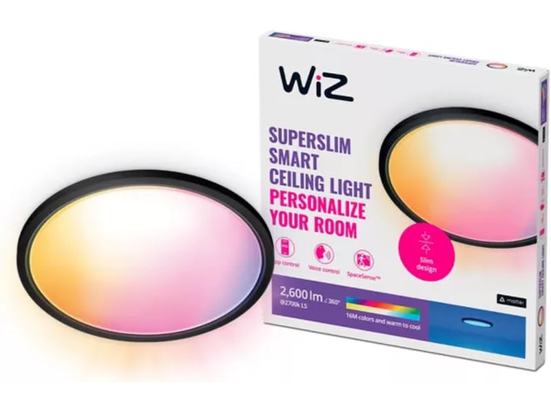 WiZ SuperSlim RGB loftslampe 22W (sort) Loftlampe