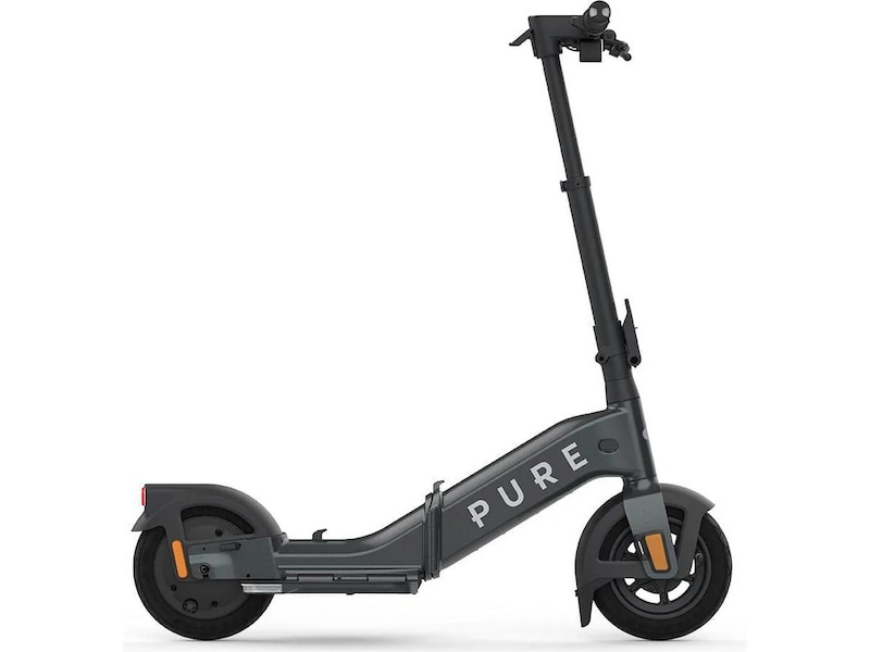 Mørkegråt Pure Advance Flex el-løbehjul set fra siden med klappet styr