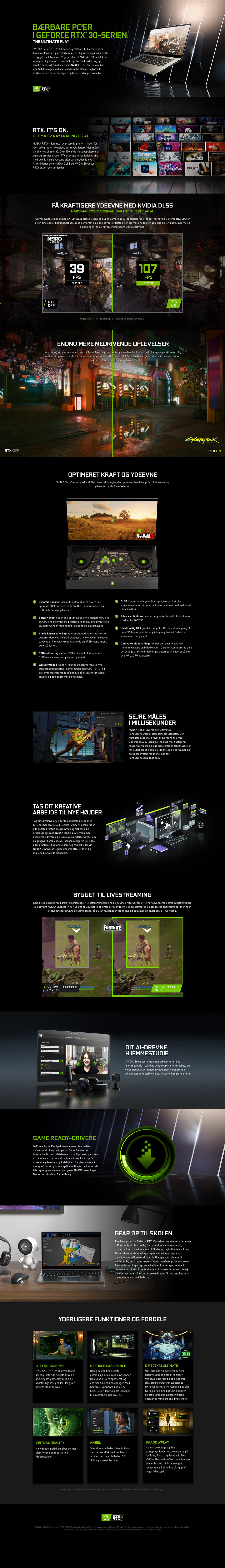 Bærbare PCer med Geforce RTX 30-serie grafik