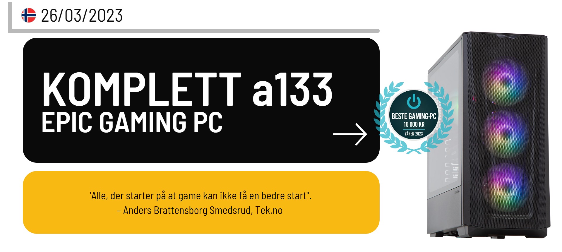 Testvindende gaming PC'er Komplett.dk