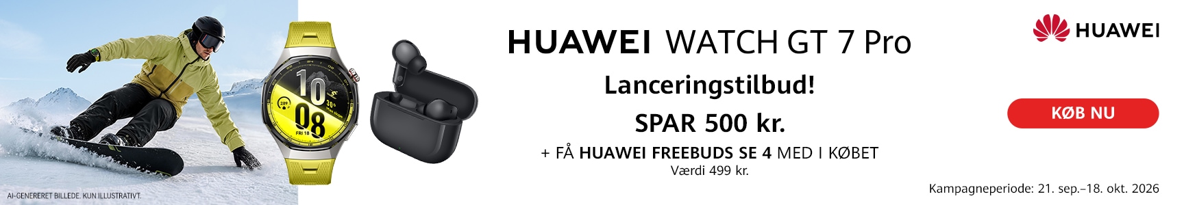 Lanceringstilbud, spar 500kr få med huawei freebuds se 4 med i købet