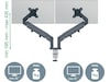 Leitz Ergo Monitor Arm Dual, pladsbesparende 17"-32" flad / buet skærm Væg ophæng