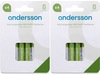 Andersson genopladelige AAA batterier, 2x4-pk Generelle batterier