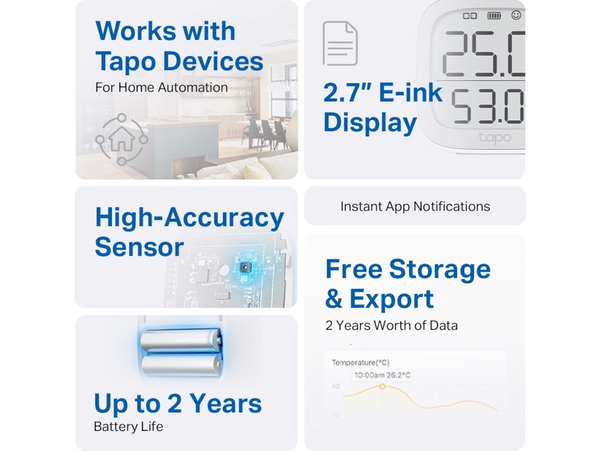 Tapo T315 V1.2 Smart temperatur- og fugtighedsmonitor Sensorer