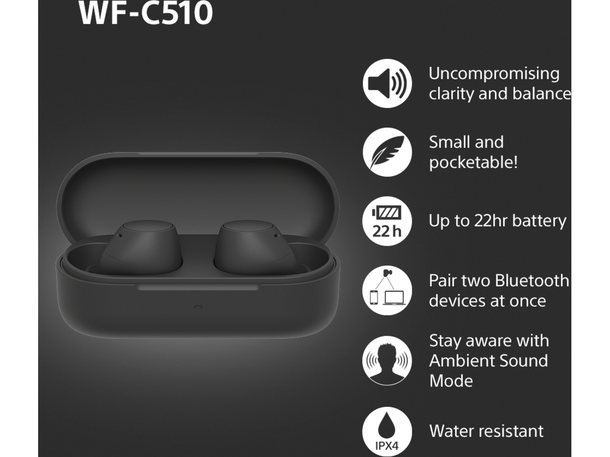 Sony WH-1000XM5 trådløse hovedtelefoner, over-ear (sort) + WF-510 ørepropper Høretelefoner