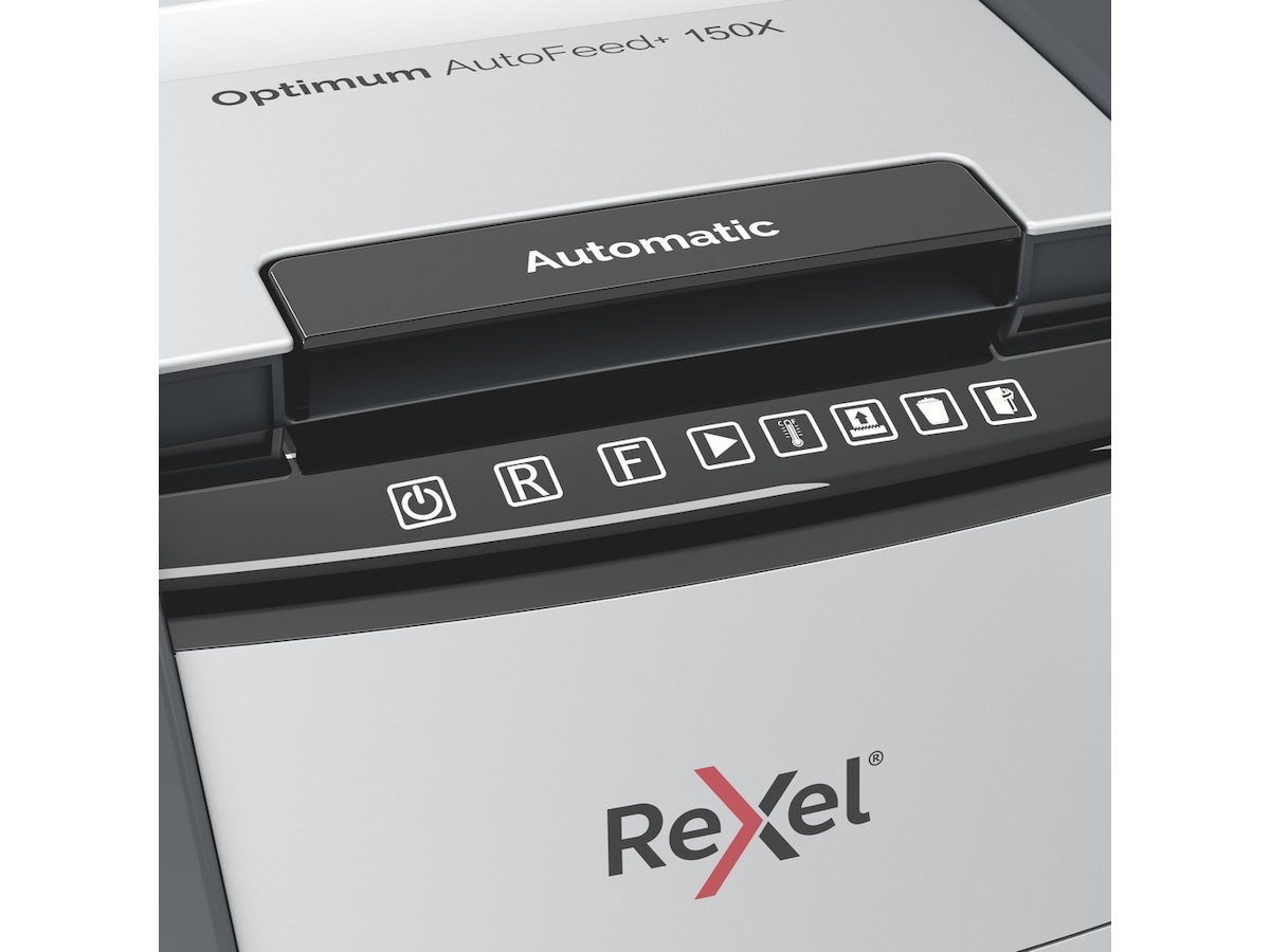 Rexel makulator Optimum AutoFeed+ 150X automatisk krydsklip P4 Makuleringsmaskiner