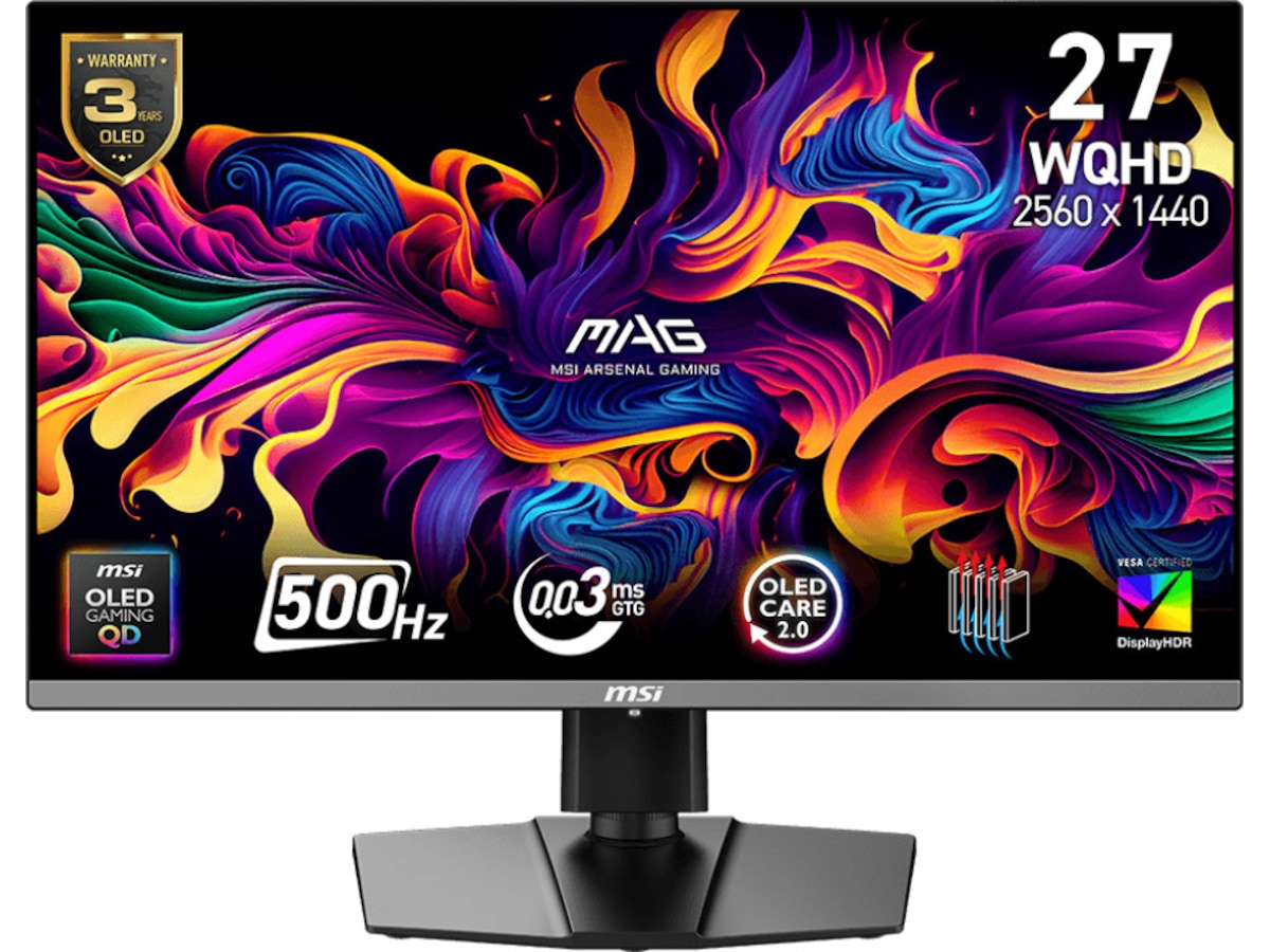 MSI 27" gamingskärm MAG 272QP QD-OLED X50 Gamingskærme