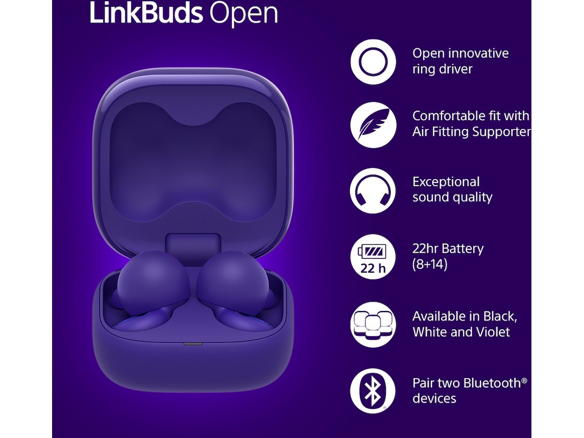 Sony Linkbuds Open true wireless ørepropper (lilla) In-ear høretelefoner