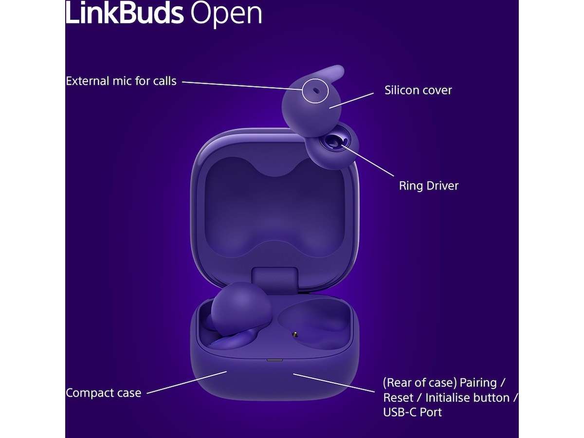 Sony Linkbuds Open true wireless ørepropper (lilla) In-ear høretelefoner