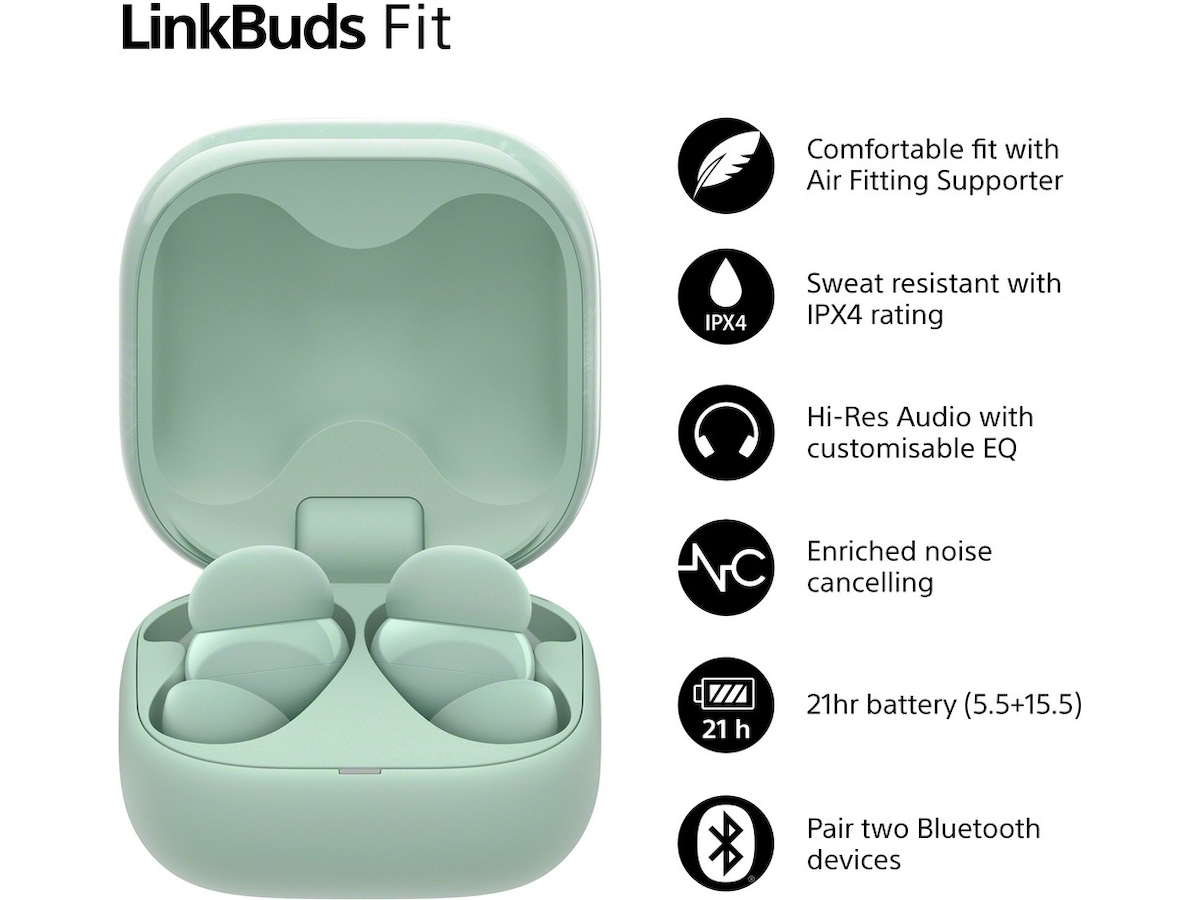 Sony Linkbuds Fit trådløse ørepropper, In-Ear (grøn) In-ear høretelefoner