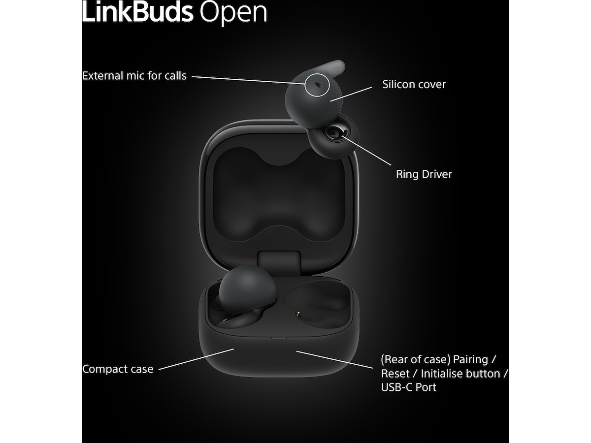 Sony Linkbuds Open True Wireless ørepropper (sort) In-ear høretelefoner