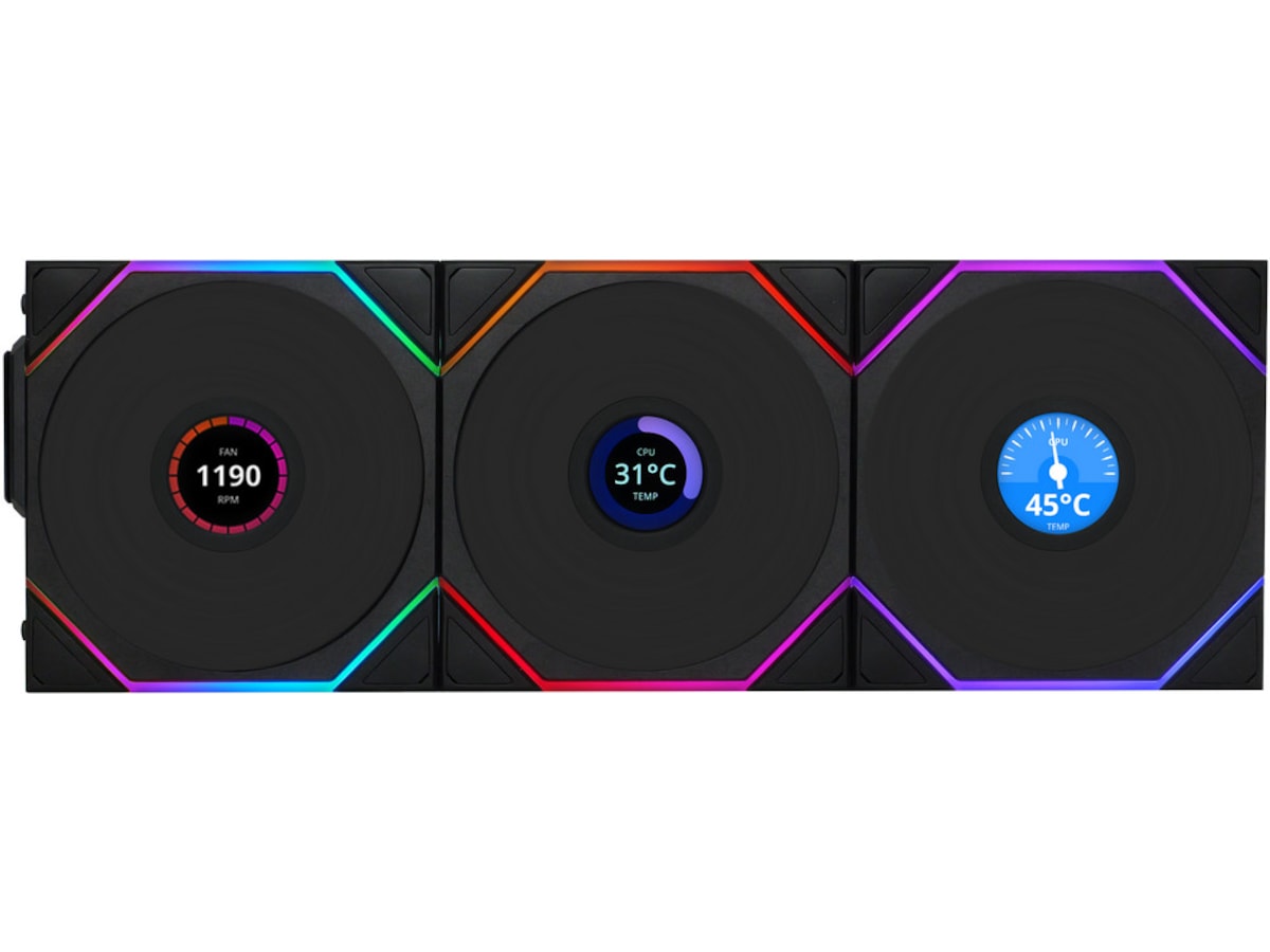 Lian Li UNI FAN TL Wireless LCD Reverse 3pk (sort) Blæsere