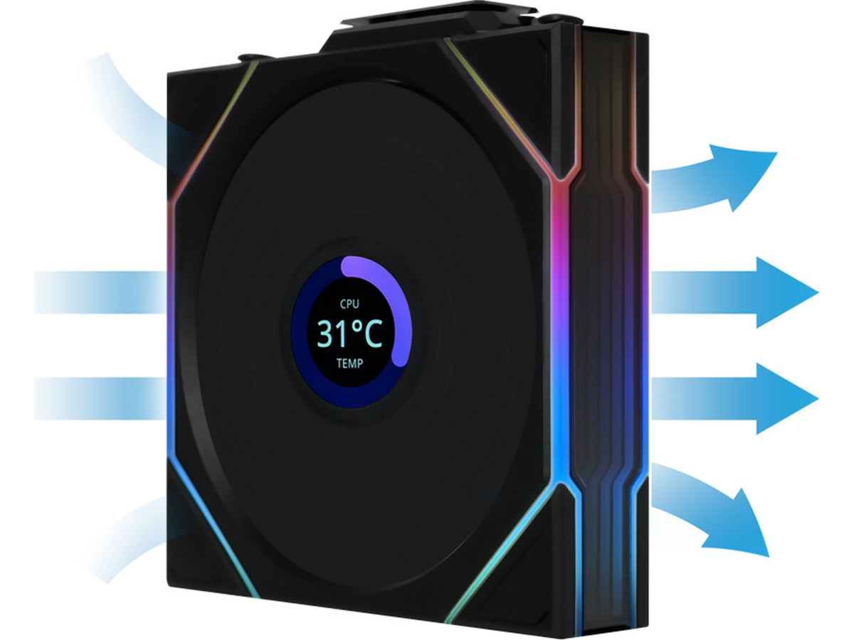 Lian Li UNI FAN TL Wireless LCD Reverse 3pk (sort) Blæsere