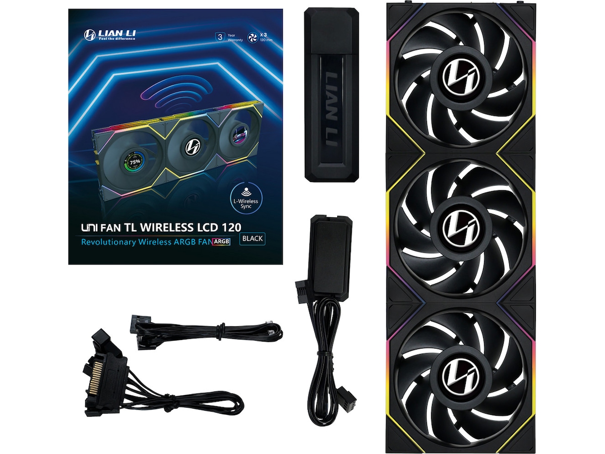 Lian Li UNI FAN TL Wireless LCD Reverse 3pk (sort) Blæsere
