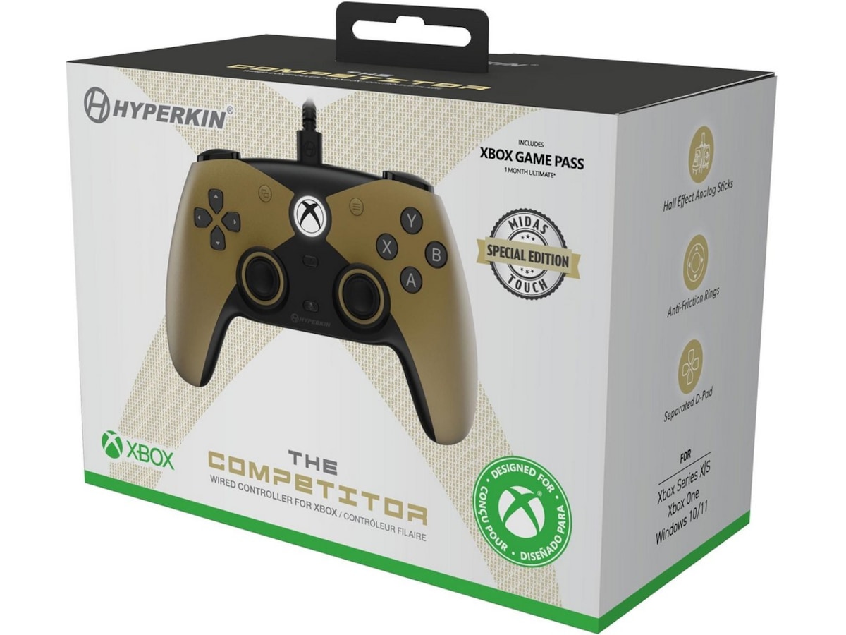 Hyperkin Competitor Xbox-controller kablet (guld) Tilbehør til spilkonsoller