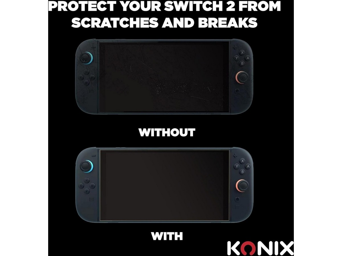 KONIX NSW2 hærdet glas 9H Håndholdte spillekonsoller